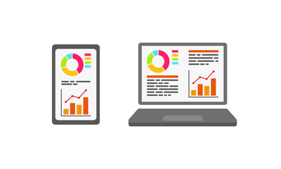 グラフが表示されたパソコン・情報端末 © e-suke