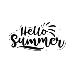 Hello summer hand drawn vector text illustration Vector template EPS 10