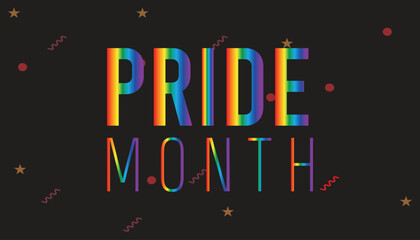 Pride Month observed every year in June. Template for background, banner, card, poster with text inscription.