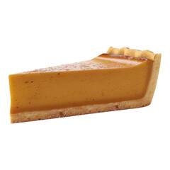 Slice of pumpkin pie isolated on transparent background