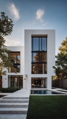 Modern House Concept, Sophisticated White Exterior.