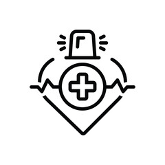 Black line icon for medical alert