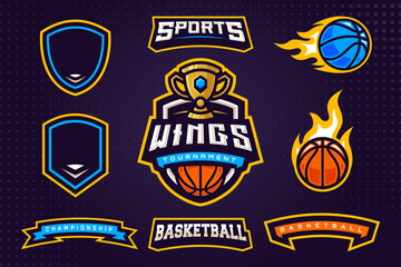Basketball Sports Club Logo Template Bundle for Tournament or Sports Team