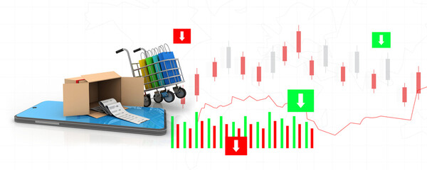 Naklejka premium 3d illustration online shopping concept