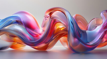 Fototapeta premium Mesmerizing 3D Abstract: Vibrancy in Fluid Chrome Reflections