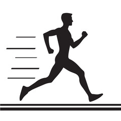 Vector set of running people silhouette with simple silhouette design style