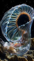 Captivating Macro Photograph of a Rotating Rotifer Plankton in Vibrant Detail