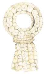 Thai garland colorful flower for Mother's day, Songkran festival or religion buddhism observation day. Phuang malai thai floral garland flowers. Watercolor illustration.