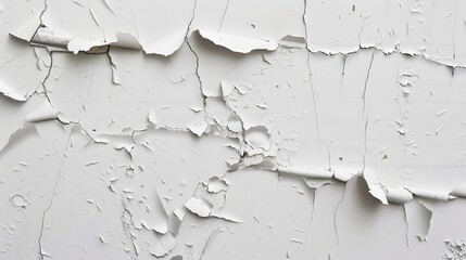 Cracked white wall paint peeling background