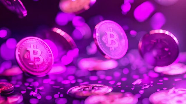 Coins in mid air with dollar symbols, encircled by violet arrows, denoting money back