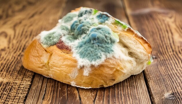 mold on bread on table