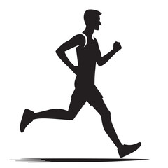 Fototapeta na wymiar Vector set of running people silhouette with simple silhouette design style