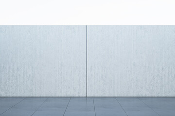 Fototapeta premium Modern empty interior with mock up place on gray wall. Gallery and museum concept. 3D Rendering.