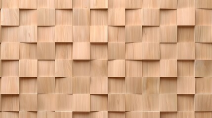 Light Wood Wall Background with Geometric 3D Panel Design