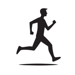 Fototapeta na wymiar Vector set of running people silhouette with simple silhouette design style