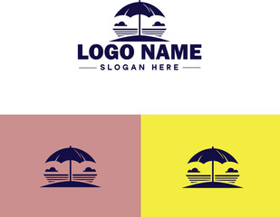 beach umbrella icon summer vacation Sunbed travel tourism logo icon editable vector silhouette logo