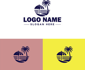 beach umbrella icon summer vacation Sunbed travel tourism logo icon editable vector silhouette logo