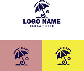 beach umbrella icon summer vacation Sunbed travel tourism logo icon editable vector silhouette logo