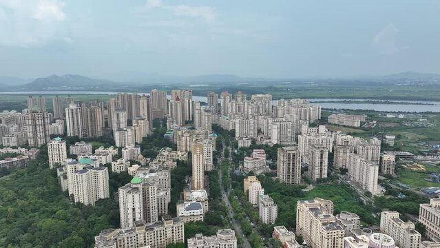 Aerial view of Hiranandani Estate Thane  and lush green Vasai Creek