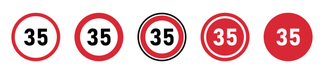35Mph speed limit vector signs set