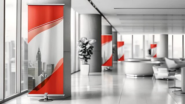 Corporate roll up banner, with a sophisticated design, ideal for trade shows and business seminars