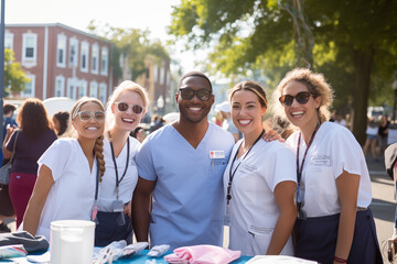 Dental Community Engagement: Image of dental professionals participating in community outreach events and health fairs to promote oral health.