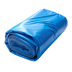 Bright blue swimming pool cover folded isolated on transparent background.