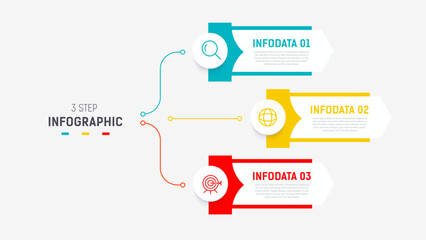 Three Step Infographic label design Vector template with line icons. process steps diagram, presentations, workflow layout, banner, flow chart, info graph vector illustration.