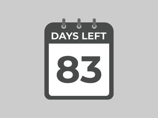 83 days to go countdown template. 83 day Countdown left days banner design. 83  Days left countdown timer
