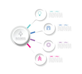 Vector infographic business presentation template with circular interconnection with 4 options.