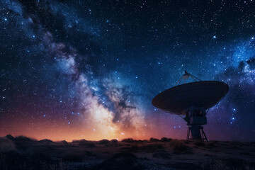 Beneath the breathtaking Milky Way, Powerful telescope for astronomy searching and big scientific...