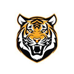 Tiger Logo. Tiger vector illustration and Logo. Roaring tiger head face logo illustration vector symbol.