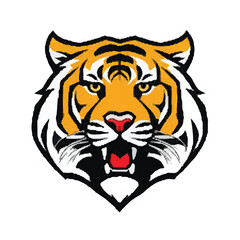 Tiger Logo. Tiger vector illustration and Logo. Roaring tiger head face logo illustration vector symbol.
