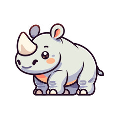 Obraz premium cute icon character rhinoceros