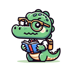 cute icon character crocodile student