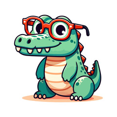 Fototapeta premium cute icon character crocodile wears glasses