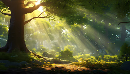 sun rays in the forest