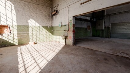 Interior view of the destroyed room in an abandoned 
old ware house