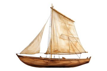Sailboat Old-fashioned On Transparent Background.