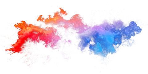 Colorful smoke clouds in blue and pink hues, cut out - stock png.