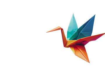 Origami Crane On Transparent Background.