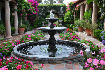 fountain in garden