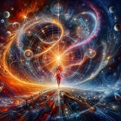 Obraz premium Fusion flare abstract colorful shapes background display of vibrant hues and dynamic patterns