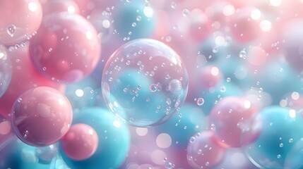 Floating Pastel Spheres in Dreamy Ethereal Background for Mobile Wallpaper