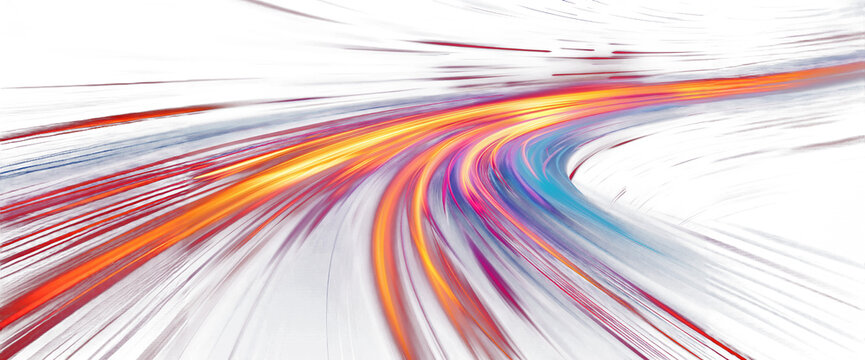 Vibrant light trails for highway, cut out - stock png.