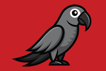 Solid color African Grey Parrot vector design