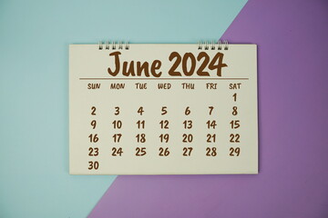 June 2024 annual monthly desk calendar for planning and management