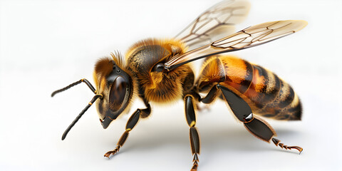 Honey Bee Walking Side View