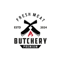chef knife logo illustration old vintage design for butcher knife brand for restaurant brand and simple butcher knife market