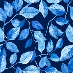 Pretty deep blue ornamental flower repeat pattern background
